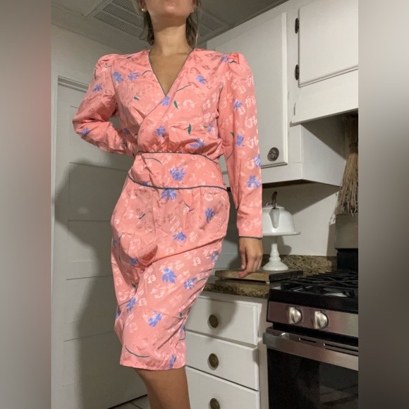 Vintage Flora Kung silk dress size 8🌷 - Picture 6 of 11